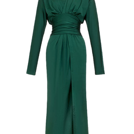 Onbely robe de soirée longue fendu le côté Col en V bal de promo élégant