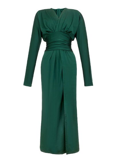 Onbely robe de soirée longue fendu le côté Col en V bal de promo élégant