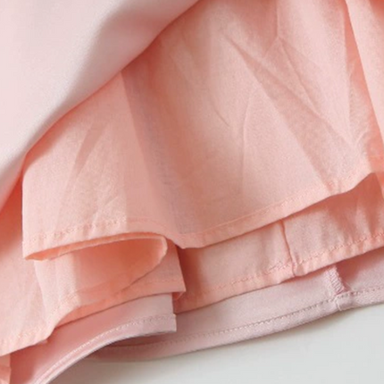 Onbely Robe Courte noeud papillon V-col Sans Manches doux Rose