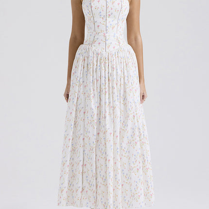 Onbely robe de soirée longue à fines brides imprimé à fleurie bal de promo