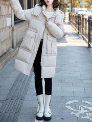 Onbely manteau longue en coton avec poches à capuche femme hiver