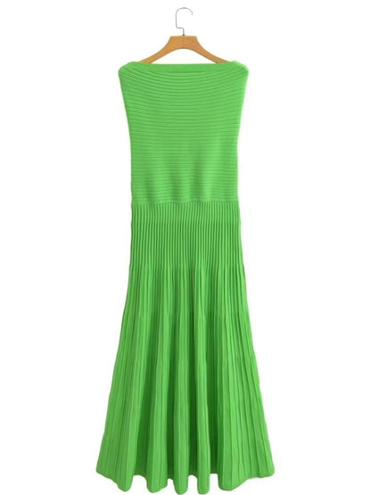 Onbely robe longue moulante bustier col bateau mode vacances vert
