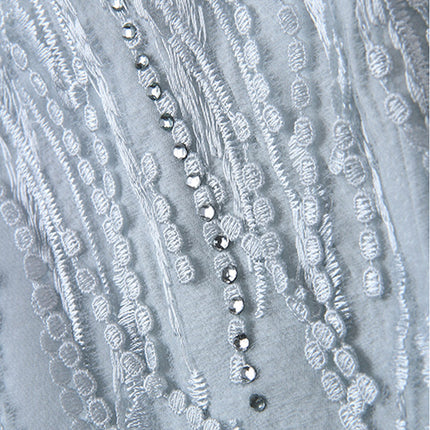 Onbely robe courte bleue à strass et franges pour cocktail