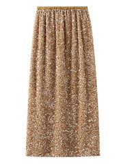 Onbely long skirt slit side velvet shiny sequin women