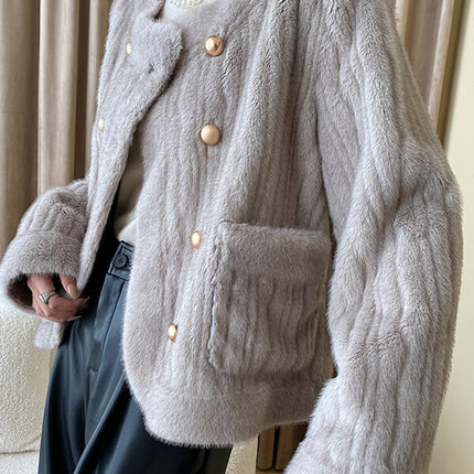 Onbely manteau en fausse fourrure double boutonnage - onbely