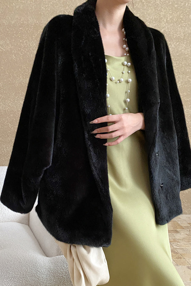 Onbely manteau en fausse fourrure avec poches pour femme mode