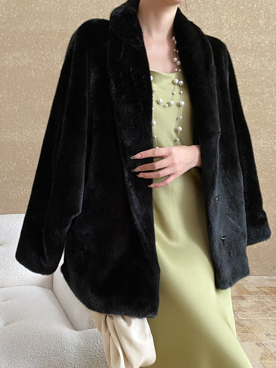 Onbely manteau en fausse fourrure avec poches pour femme mode