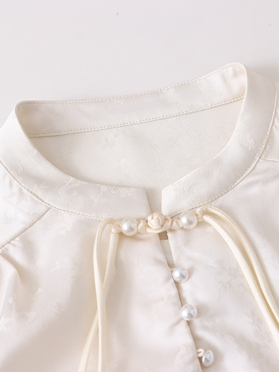 Onbely elegant pearl Chinese shirt