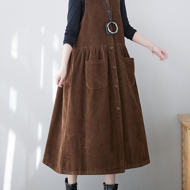 Onbely salopette jupe bretelle velours cotelé avec poches femme vintage