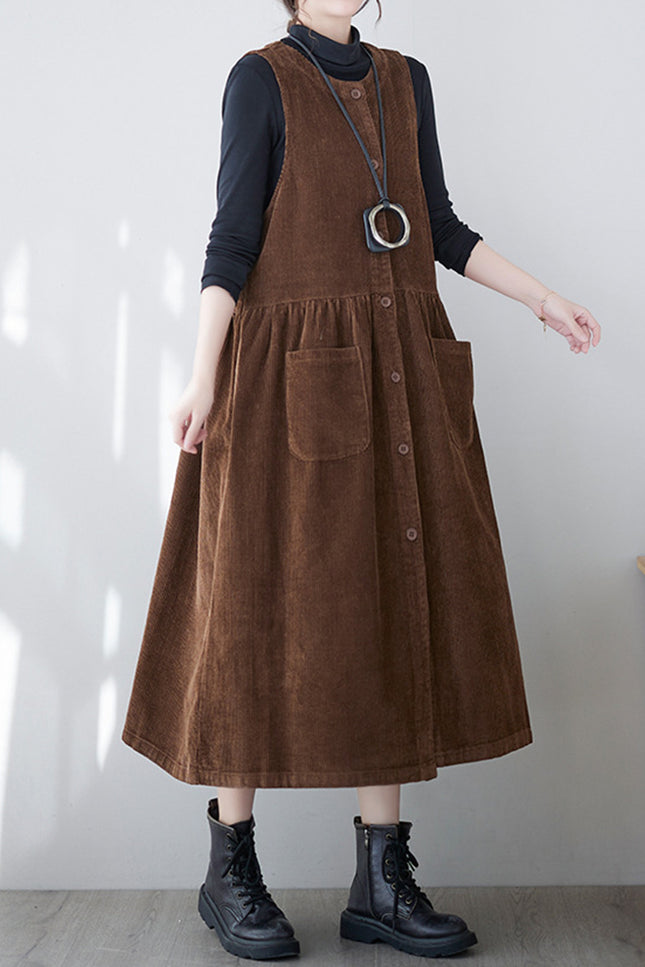 Onbely salopette jupe bretelle velours cotelé avec poches femme vintage