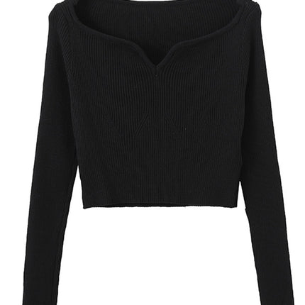 Onbely Haut Femme Manches Longues Col Bateau Mode Tricot Côtelé Automne Printemps