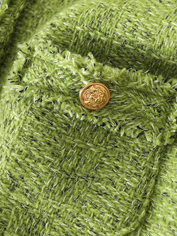 Onbely veste courte en tweed boutonnage avec poches col rond femme mode