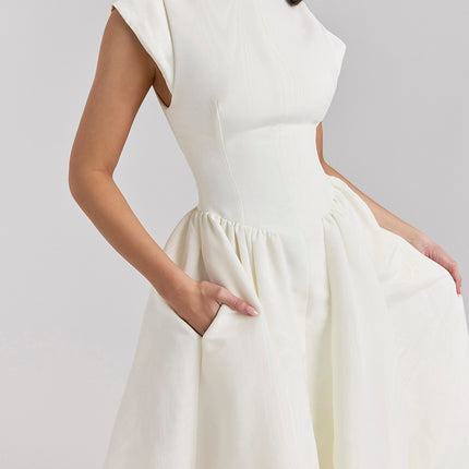 Onbely robe longue trapèze dos nu cocktail élégant blanc