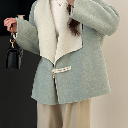 Onbely manteau en laine couleur bloc femme mode