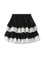 Onbely Women's Soft Lace Velvet Cake Skirt