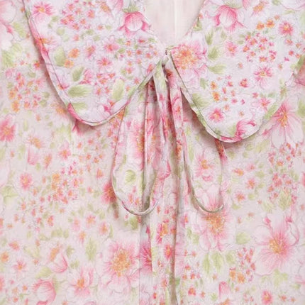 Onbely robe courte trapèze imprimé à fleurie col en V manches courtes élégant tous les jours vacances