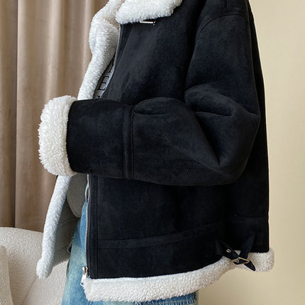 Onbely manteau aviateur suedine avec poches femme nior