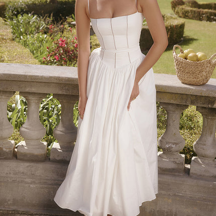 Onbely robe de soirée longue à fines brides bal de promo blanche