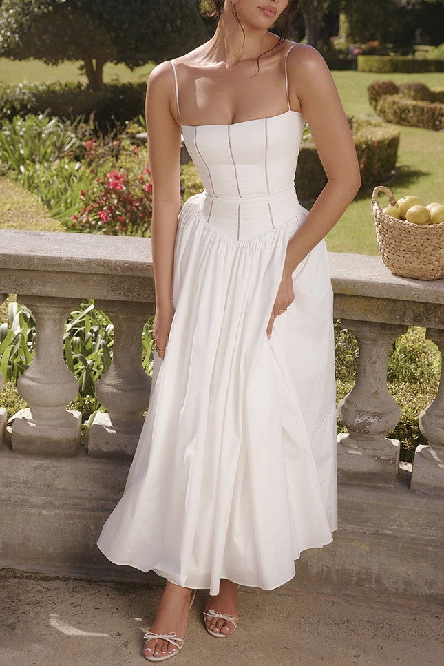 Onbely robe de soirée longue à fines brides bal de promo blanche