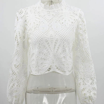 Onbely hauts courte broderie anglaise avec fermeture éclair col cheminée élégant femme