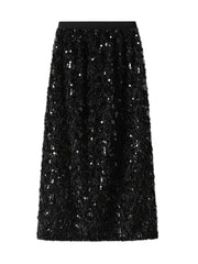 Onbely Women's Shiny Sequin Feather Long Skirt