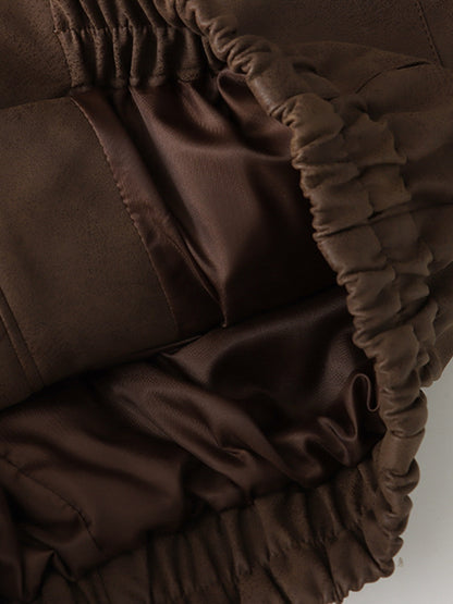 Onbely veste en cuir PU fermeture éclair femme vintage