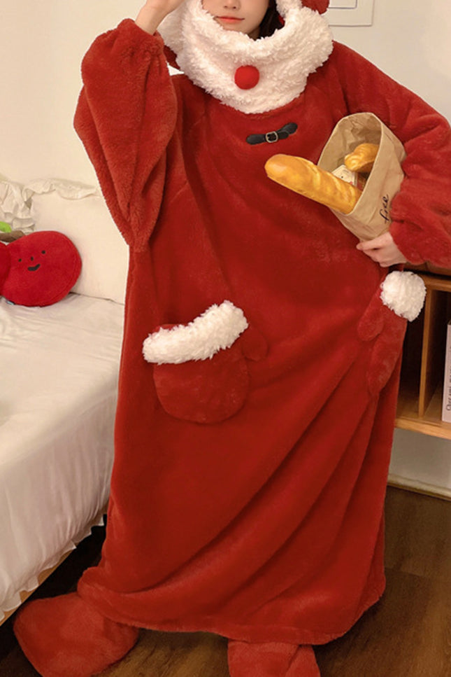 Onbely pyjama père noël avec poches à capuche oversized hiver