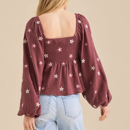 Top Bohème à Imprimé Floral et Taille Peplum boho dress