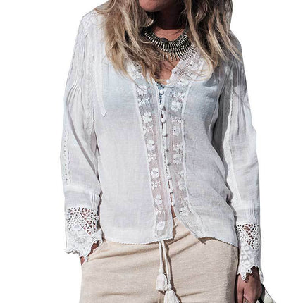 Blouse Bohème Blanche en Dentelle avec Broderie Florale boho dress