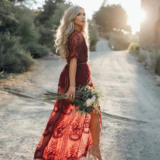 Robe Maxi Bohème en Dentelle et Tulle boho dress