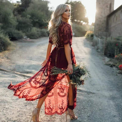 Robe Maxi Bohème en Dentelle et Tulle boho dress