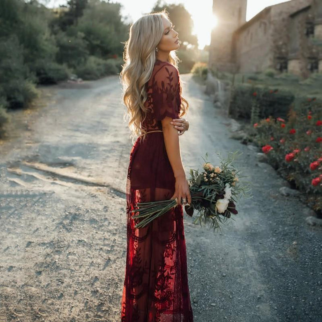 Robe Maxi Bohème en Dentelle et Tulle boho dress