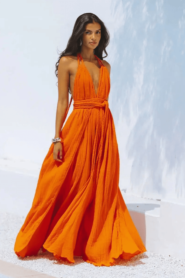 Robe Maxi Bohème Dos Nu à Lacets boho dress