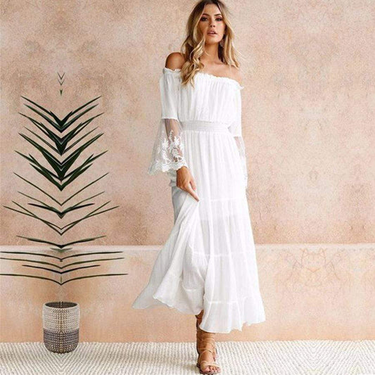 Robe Longue de Plage Bohème Sexy en Dentelle boho dress