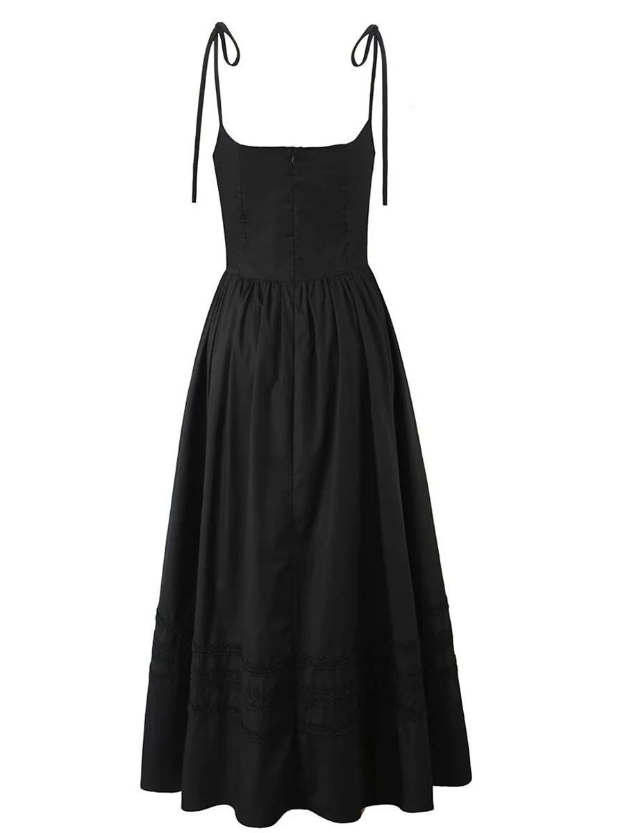 Onbely Robe Midi trapèze Dentelle à fines brides Cocktail