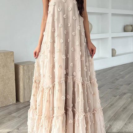 Onbely robe longue lâche à volantée bretelle décontracté vacances