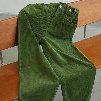 Onbely pantalons droit vert velours cotelé femme - onbely