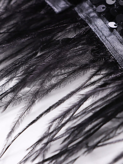 Onbely jupe longue mode brillante paillette plumes - onbely