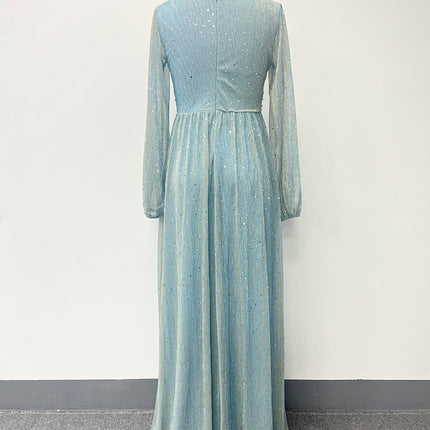 Onbely Robe de soirée maxi longue élégante avec paillettes brillantes pour un mariage femme cérémonie