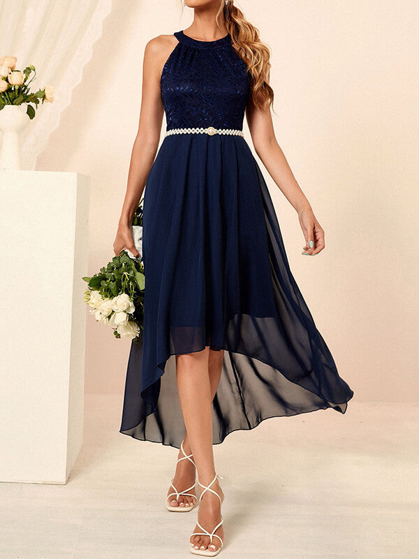 Onbely robe demoiselle d'honneur court devant longue derriere navy - onbely