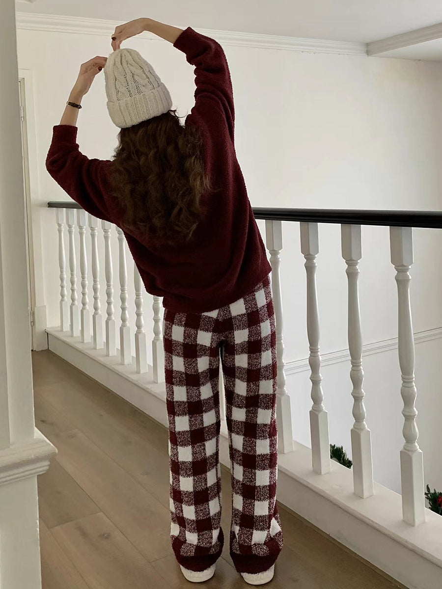 Onbely ensemble de pyjama polaire nounours ours carreaux femme noël