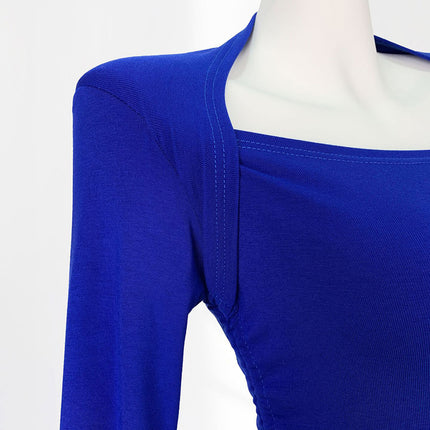 Onbely haut strappy col carré manches longues femme mode