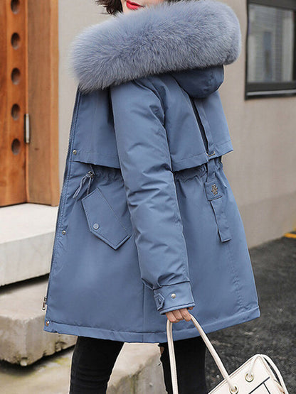 Onbely parka mi-longue doublé polaire à capuche femme hiver