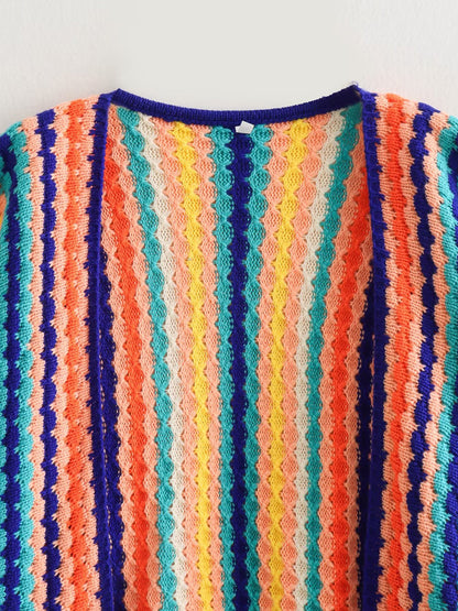 Onbely cardigan rayures arc-en-ciel femme ample casual