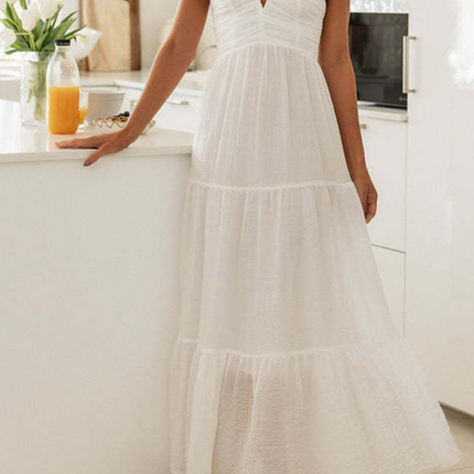 Onbely Robe longue unicolore licou dos nu de cocktail boho dress