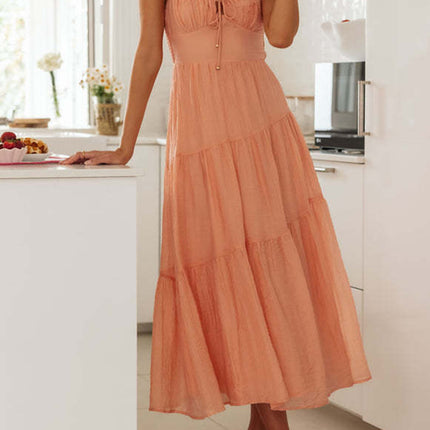 Onbely mi-longue robe à fines brides strappy vacances boho dress