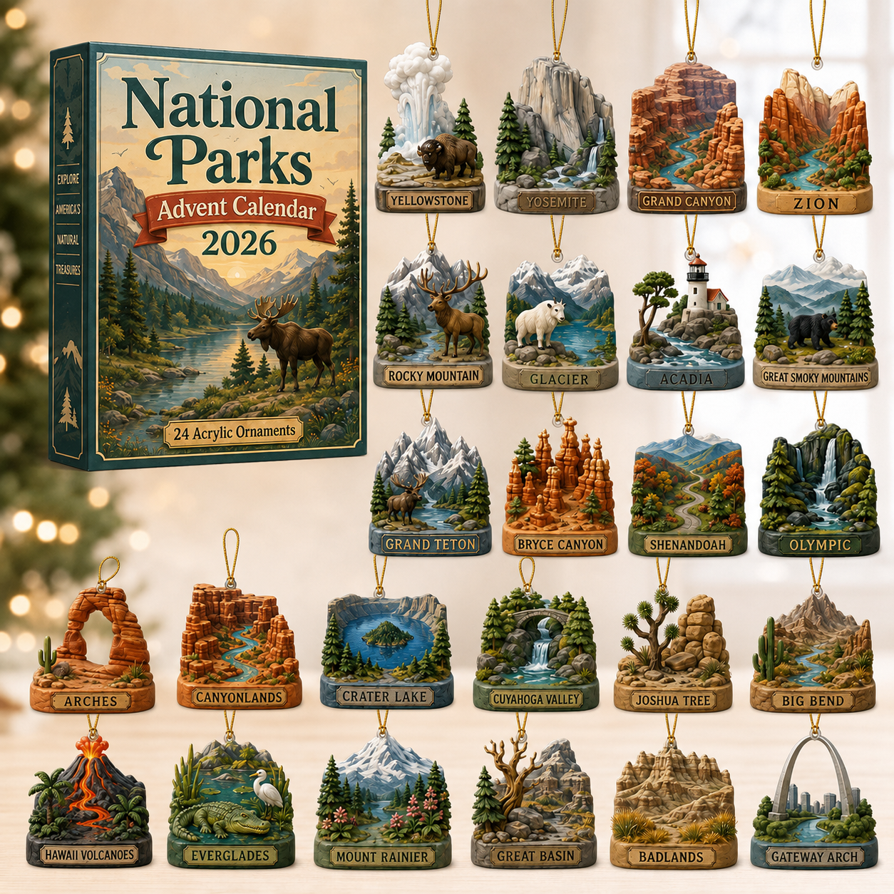ational Parks Advent Calendar 2026 - 24-Day Festive Countdown, Acrylic Charms Blind Box - Gift For Family & Friends