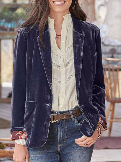 Onbely blazer velours avec poches pour femme