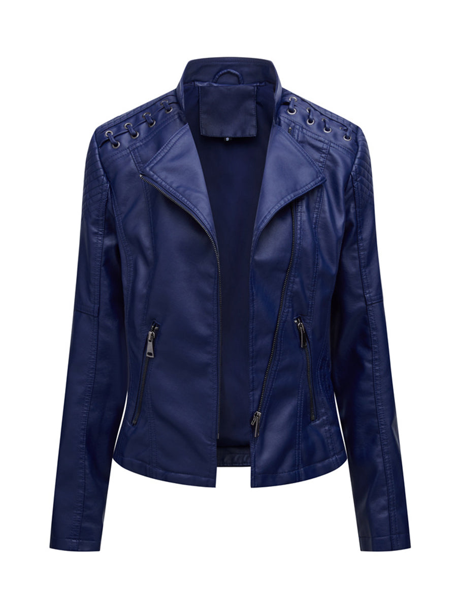 Onbely Perfecto femme en cuir PU avec poches et fermeture éclair