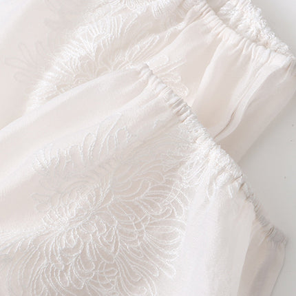 Onbely blouse 2-In-1 bouton chinois à nœud brodée